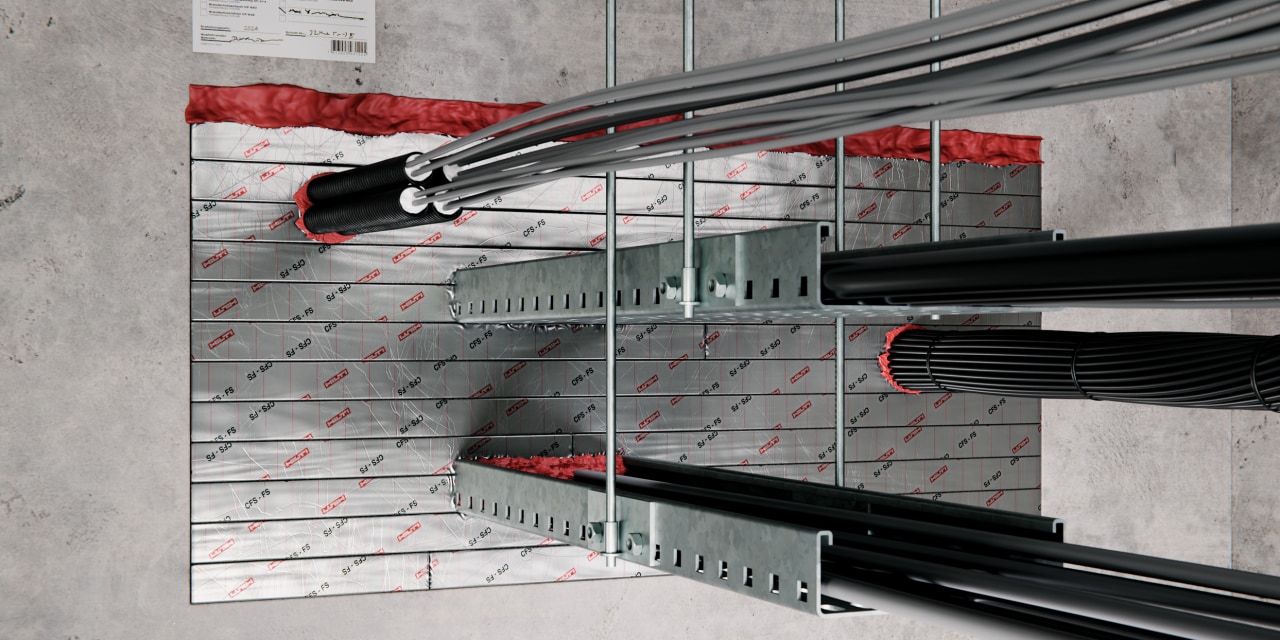 Kabeldurchführung mit CFS-FS L Brandschutzsteinen