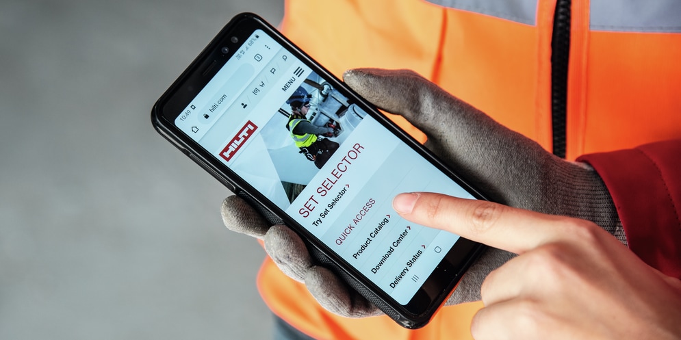 Anwendung Hilti Channel Calculator auf dem Handy