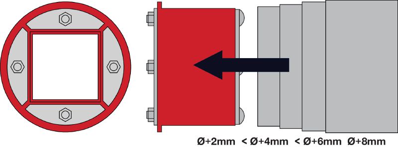 CFS-T AS Adapter Adapter zum Einstellen des Außendurchmessers der Dichtungsstopfen CFS-T RR und CFS-T RRS Anwendungen 1