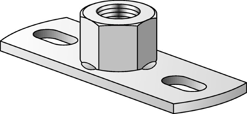 MGL 2-R Leichte Grundplatte aus Edelstahl (A4) zur Befestigung von metrischen Gewindestangen mit zwei Ankerpunkten