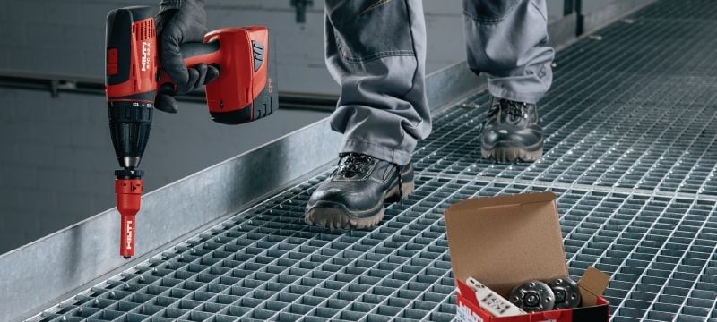 Gewindeschraubbolzen S-BT GR Gewindeschraubbolzen (Edelstahl, metrisches Gewinde) für Gitterrostbefestigungen auf Stahl und Aluminium in stark korrosiven Umgebungen Anwendungen 1