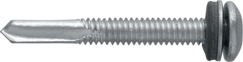 Metallbau-Selbstbohrschrauben S-MD 35 PS Selbstbohrschraube mit Linsenkopf (A2 rostfrei) mit 12-mm-Unterlegscheibe für dicke Metall–Metall-Befestigungen (bis 12 mm)