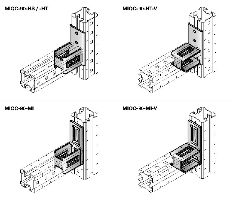 MIQC-H Feuerverzinkte Verbinder für hohe Belastungen zur Befestigung von zwei MIQ Montageträgern