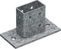 MT-B-O2B OC Grundplatte für 3D-Lasten Grundplattenverbinder zur Verankerung von Profilschienenkonstruktionen unter 3D-Belastung in Beton und Stahl, für den Einsatz in Außenbereichen mit niedriger Schadstoffkonzentration