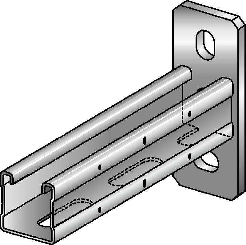 MQK-41-F Konsole Feuerverzinkte Konsole mit einfacher MQ Profilschiene (41 mm hoch) für mittelschwere Anwendungen