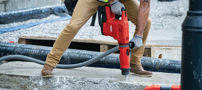 Akku-Bohrhammer TE 60-22 SDS Max (TE-Y) Akku-Bohrhammer mit aktiver Vibrationsreduktion und elektronischer Schnellabschaltung ATC für schwere Bohr- und Meißelarbeiten in Beton (Nuron Akku-Plattform) Anwendungen 1