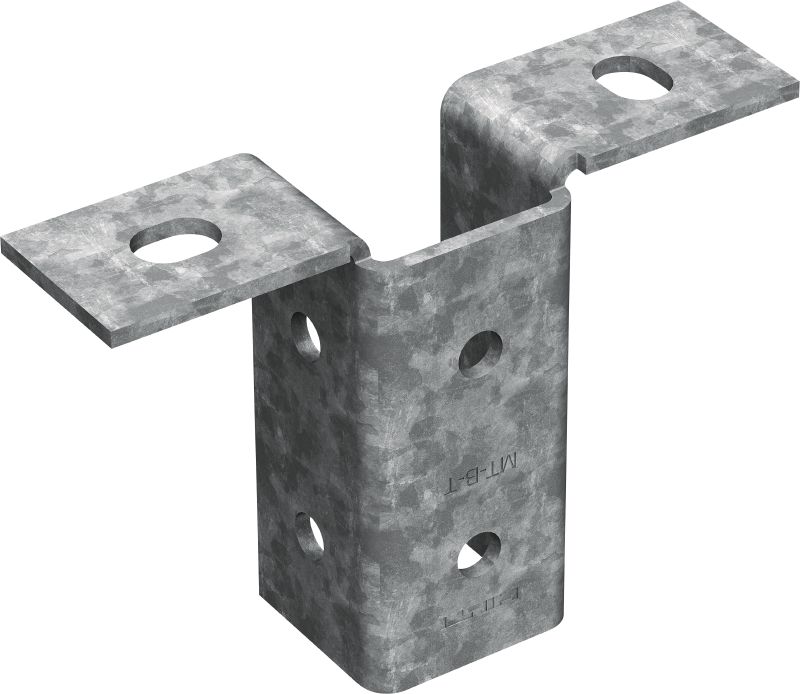 MT-B-T OC Grundplatte (leicht) Grundplattenverbinder zur Verankerung leichter Profilschienenkonstruktionen in Beton oder Stahl, für den Einsatz in Außenbereichen mit niedriger Schadstoffkonzentration