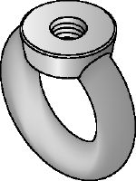 Ringmutter DIN 582 aus Edelstahl (A4) Ringmutter aus Edelstahl (A4) nach DIN 582 mit Ösen zur Aufnahme eines Hakens
