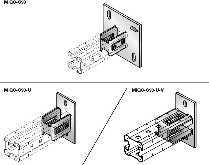 MIQC-C Feuerverzinkte Grundplatte zur Befestigung von MIQ Montageträgern auf Beton; für schwere Anwendungen