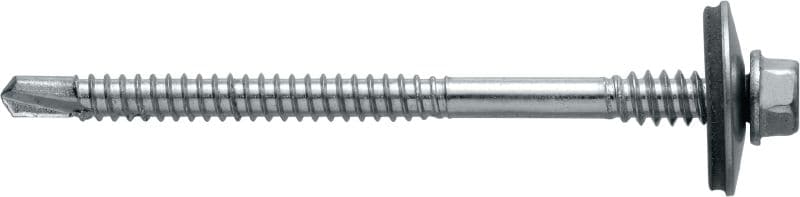 Sandwichpaneelschrauben (Bohrspitze) S-CD 73 S Sandwichpaneelschraube (A2 rostfrei) mit 22-mm-Unterlegscheibe und Stützgewinde für dünne Stahlunterkonstruktionen (bis 5,5 mm)