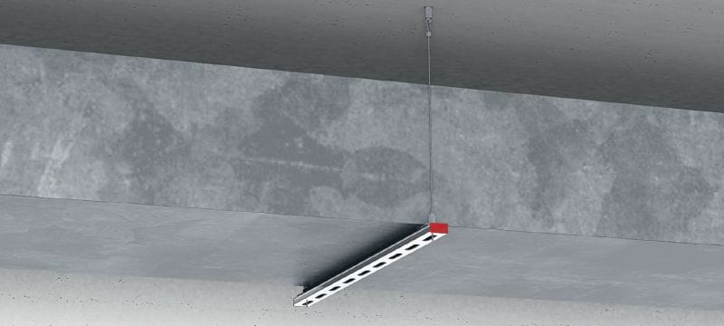 Set MW-EB CL Schienenschloss mit Drahtseil und Ringbolzen Drahtseil mit vormontiertem Ringbolzen und verstellbarem Schienenschloss zum Abhängen von Trapezstreben an Beton und Stahl Anwendungen 1