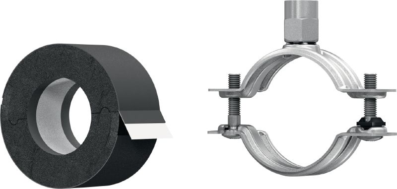 MRP-RPC Kälterohrschelle mit Schnellverschluss Verzinkte Rohrschelle für hohe Produktivität in Kältetechnik- und Kaltwasseranwendungen mit einer Dämmschichtstärke von 19 mm