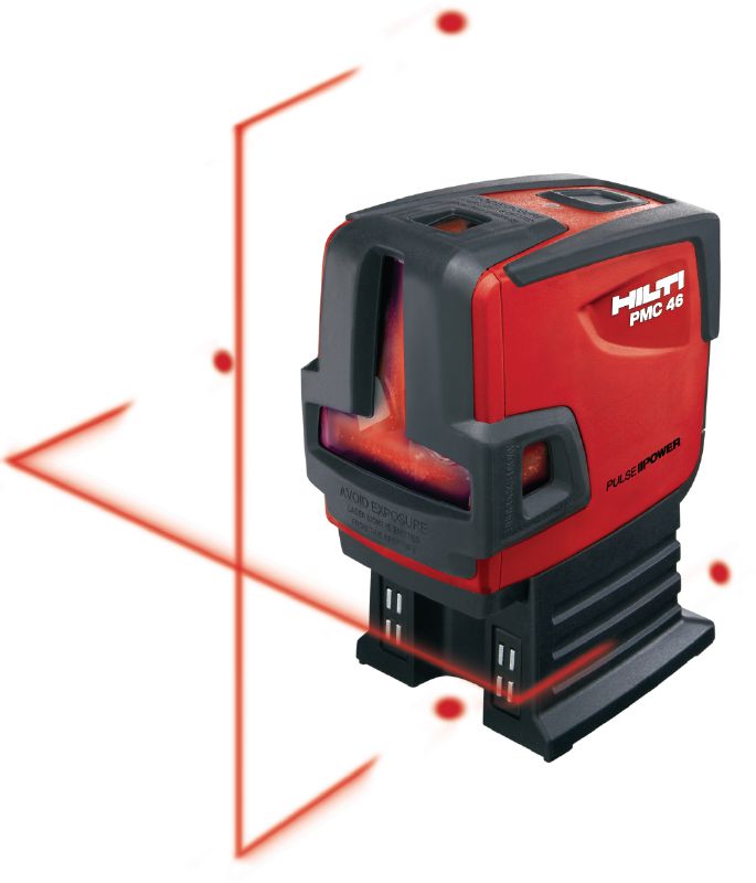 Lot- und Linienlaser PMC 46 Kombilaser mit 2 Linien und 4 Punkten zum Loten, Nivellieren, Fluchten und Abstecken rechter Winkel mit rotem Laserstrahl