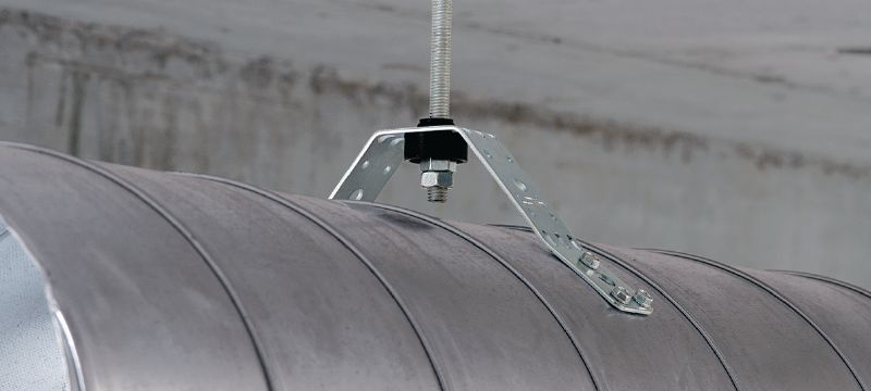 MVA-S Galvanisch verzinkte Lüftungsrohrschellen zur Befestigung runder Lüftungsrohre mit Schalldämmung Anwendungen 1