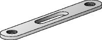 MP Galvanisch verzinkte, doppelt geschraubte Grundplatte zur Befestigung von zwei Schellenanbindungen mit einem Dübel