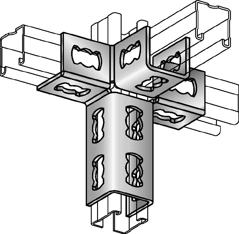 MQV-4/3 D Winkelverbinder Galvanisch verzinkter Verbindungsknopf für dreidimensionale Konstruktionen