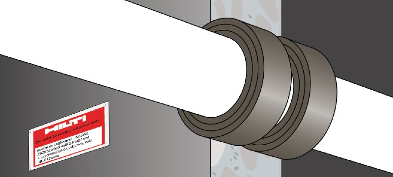 CP 648-E Brandschutzband endlos Intumeszierendes, flexibles Brandschutzband zur Herstellung von Brand- und Rauchschutzabschlüssen um brennbare Rohrdurchführungen Anwendungen 1