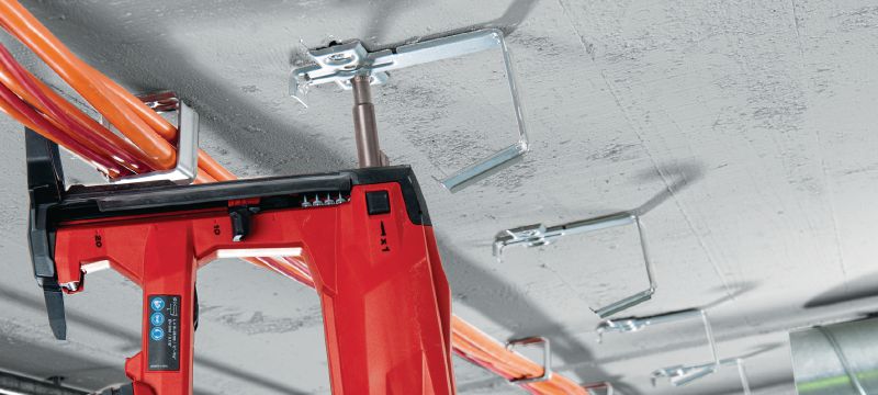 Bild 5 von 7: X-ECH-FE MX Metall-Kabelhalter Metallsammelbehälter zur Verwendung mit magazinierten Nägeln oder Dübeln in Decken oder Wänden Anwendungen 1