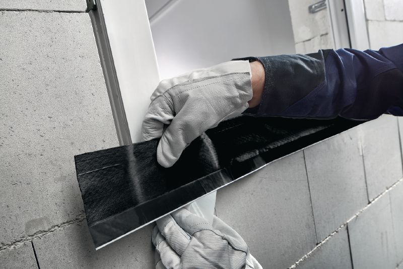CS-FT FAT-E Klebemembran (Außenbereich) Klebemembran zur Abdichtung der Außenfugen von Fenster- oder Türrahmen Anwendungen 1