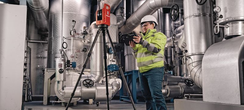 Hilti P3D 800 Laserscanner 3D-Laserscanner für die Realitätserfassung auf Baustellen; erstellt schnelle und genaue Punktwolken und lässt sich in gängige Bemessungssoftware integrieren Anwendungen 1