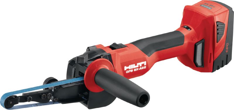 Akku-Bandfeile GFB 6X-A22 Akku-Bandfeile (22 V) mit frei justierbarer Drehzahlregulierung zum Schleifen und Nachbearbeiten von Edelstahl, Stahl, Aluminium, Kupfer, Messing und Titan