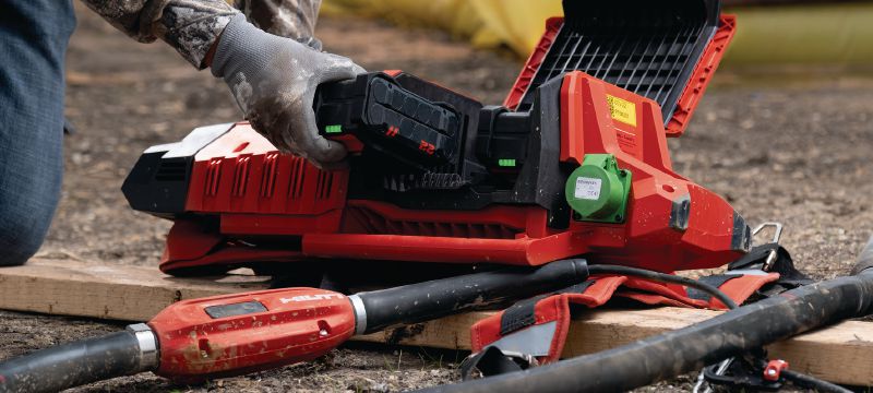 NCV Betonrüttler Innenrüttler zur Verwendung mit Hilti NCV 10-22 Akku-Betonrüttlern mit Rückentragevorrichtung (Nuron Akkuplattform) Anwendungen 1