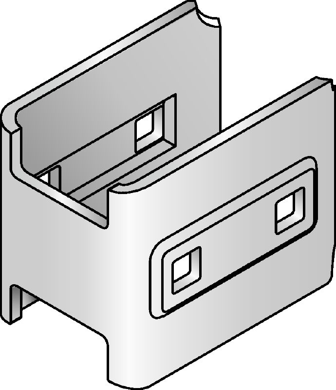 MIQC-SC Feuerverzinkter Verbinder zur Verwendung mit MIQ Grundplatten, die eine freie Ausrichtung des Montageträgers erlauben