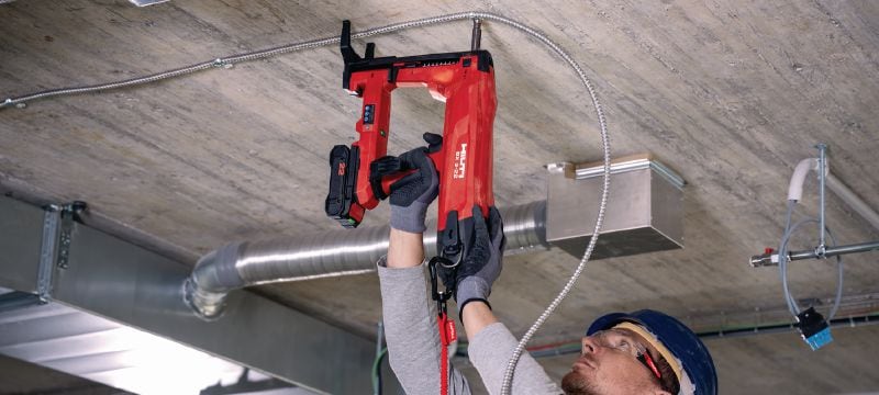 Akku-Bolzensetzgerät BX 3-ME-22 für Beton (Ausführung M&E) Bolzensetzgerät mit Nuron-Akku-Technologie zur Befestigung von Kabeln, Leerrohren und Gewindebolzen an Beton, Stahl und Mauerwerk (max. Nagellänge 42 mm│15/16) Anwendungen 1